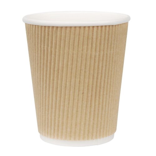 Fiesta Recyclable Hot Cups Ripple Wall Kraft - 228ml (8oz) (Sleeve 25)