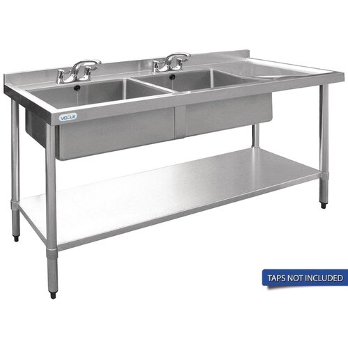 Vogue Double Bowl Sink R/H Drainer - 1500mm (90mm Drain)