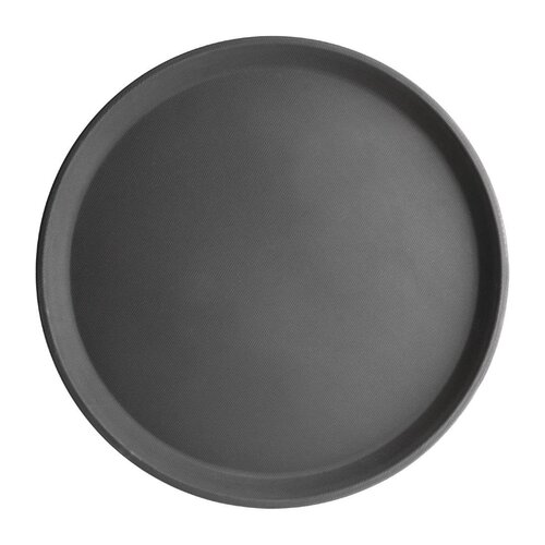 EDLP - Olympia Kristallon Anti-Slip Fibreglass Round Tray Black - 356mm 14"