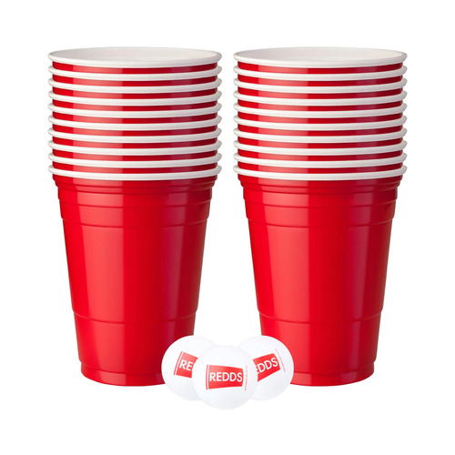 REDDS CUP PONG PACK (20xRED CUPS + 3xPING PONG BALLS)