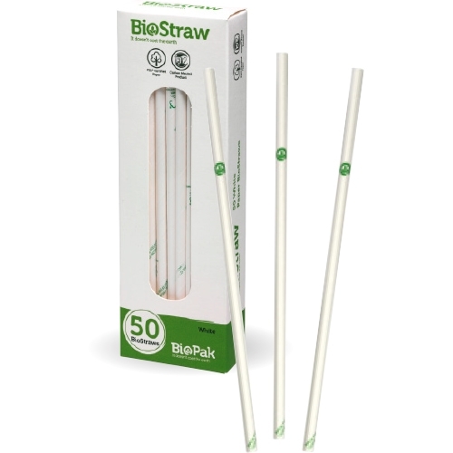 Mixed regular straws - 50pk - white