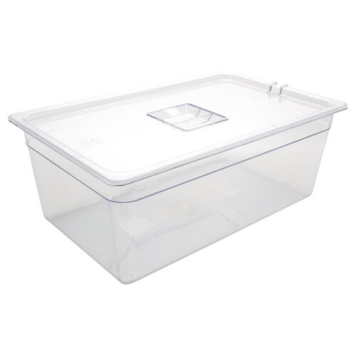 Vogue Container 200mm Clear &amp; Lid Polycarbonate - GN 1/1