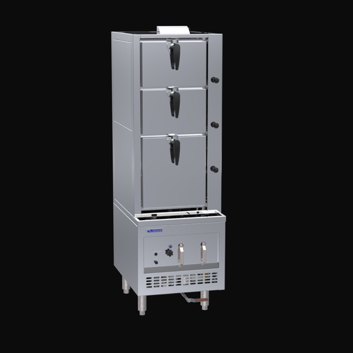 Asian Series Steam Cabinets 600 Wide 3 Deck Steam Cabinet