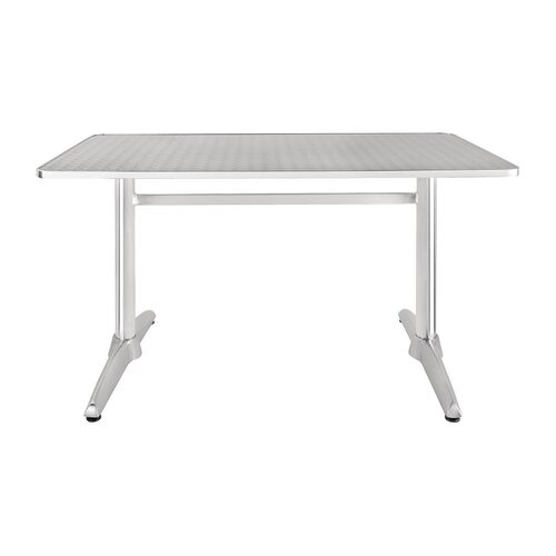 Bolero Rectangular Pedestal Table St/St Top &amp; Alu. Rim - 1200x600mm